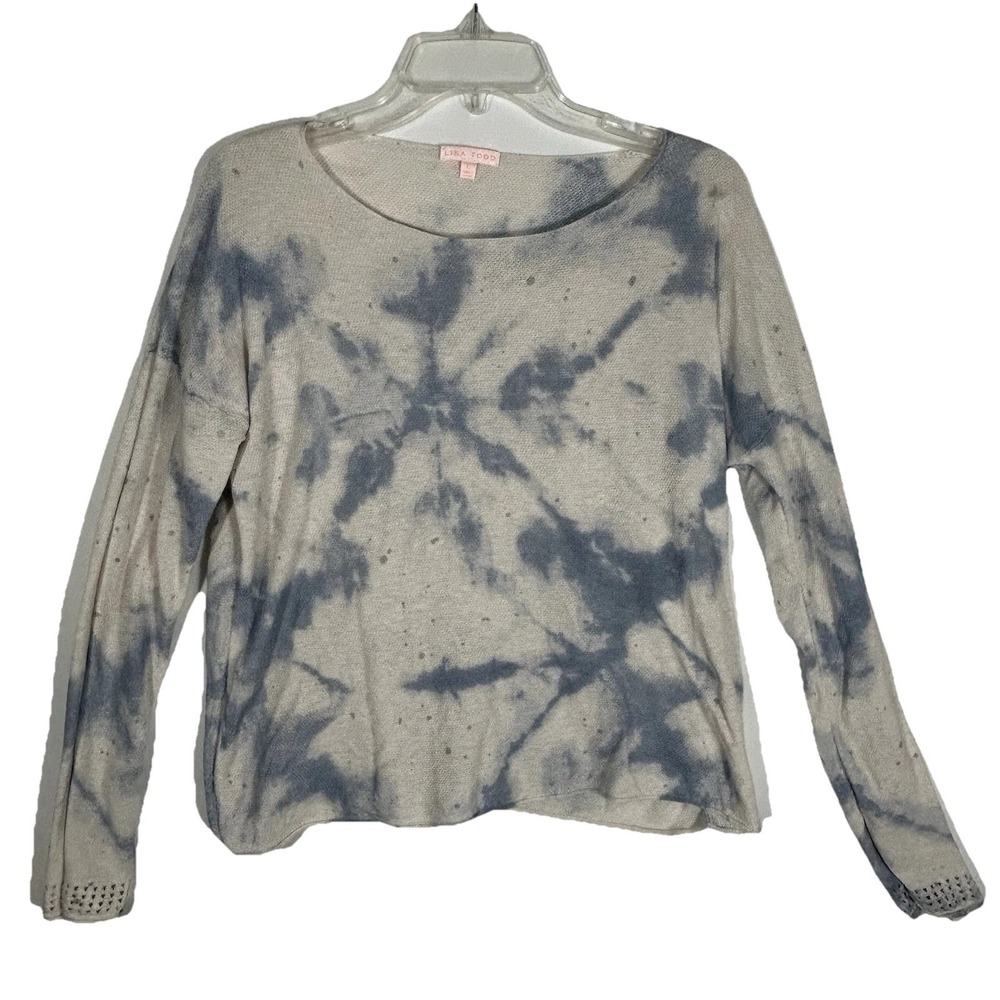 Lisa Todd Linen Blend Tie Dye V Neck Lightweight Sweater Pastel Pullover Sz L